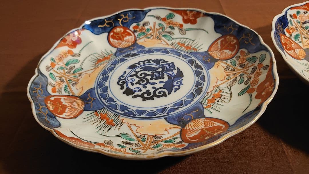 大聖寺伊万里　古伊万里　伊万里　色絵　金襴手　中皿　菓子皿　蔵出し　江戸期　２客