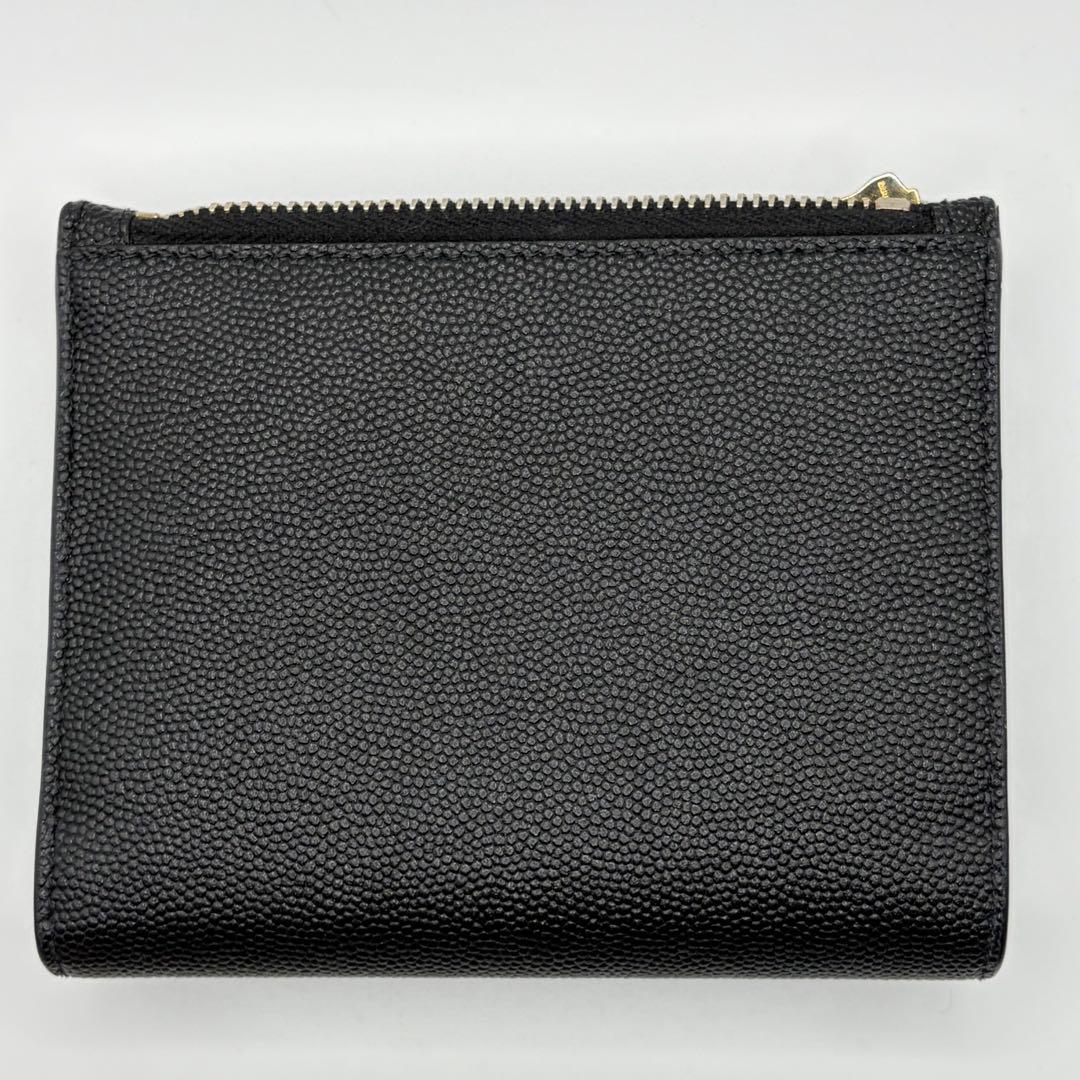 【正規品】サンローラン YSL 三つ折り財布 黒 レザー ゴールド金具 付属品付