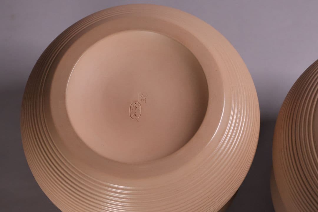 風炉師 加州 山崎宗元 雲華焼 糸目瓢 火鉢一対 紅葉 陶磁器【MA701】