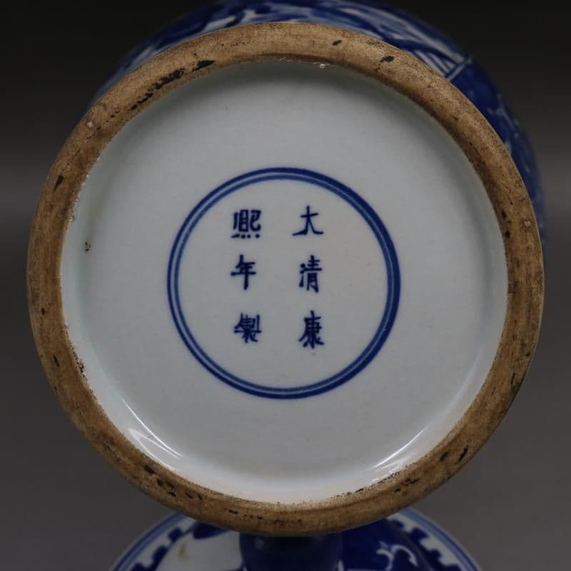 清康熙窓を開けます青花人物将軍缶 景徳鎮 陶磁器 装飾品 現代工芸品美術品 置物