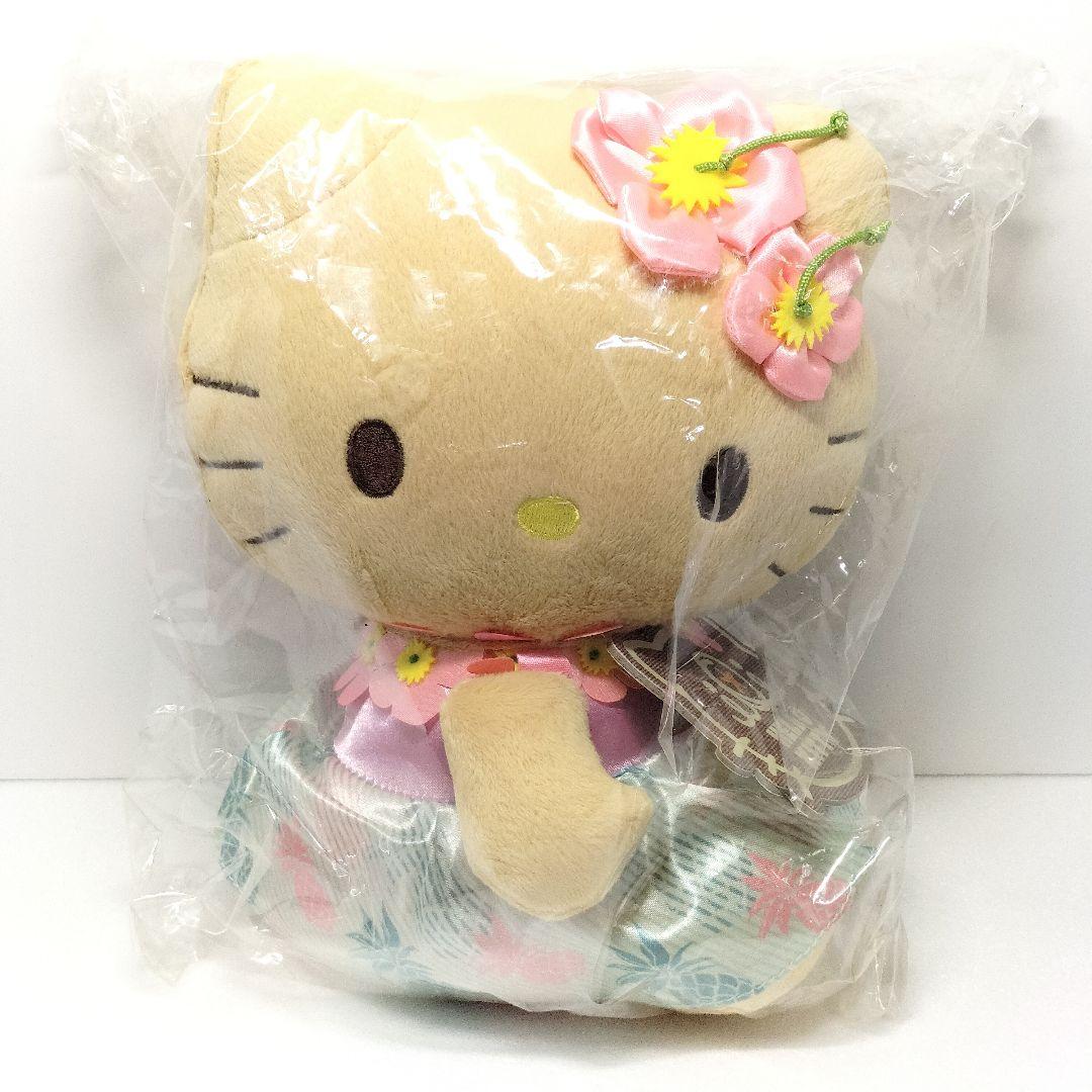 未使用 ハワイ ハローキティ イオラニ コラボ ぬいぐるみ ブルー 日焼けキティ