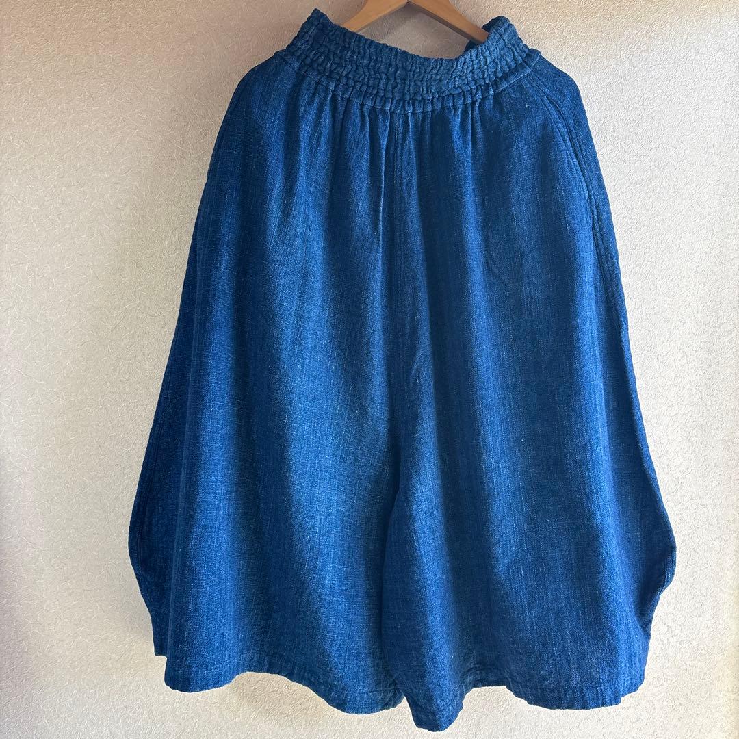 うさとの服  usaato ヘンプコットン 藍染め ピエロパンツ 美品