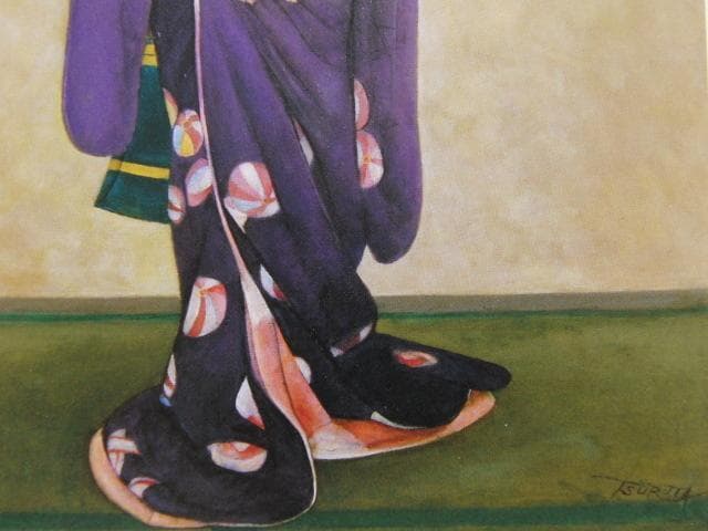 弦田英太郎【京舞い】希少な額装用画集より、状態良好、新品高級額装付