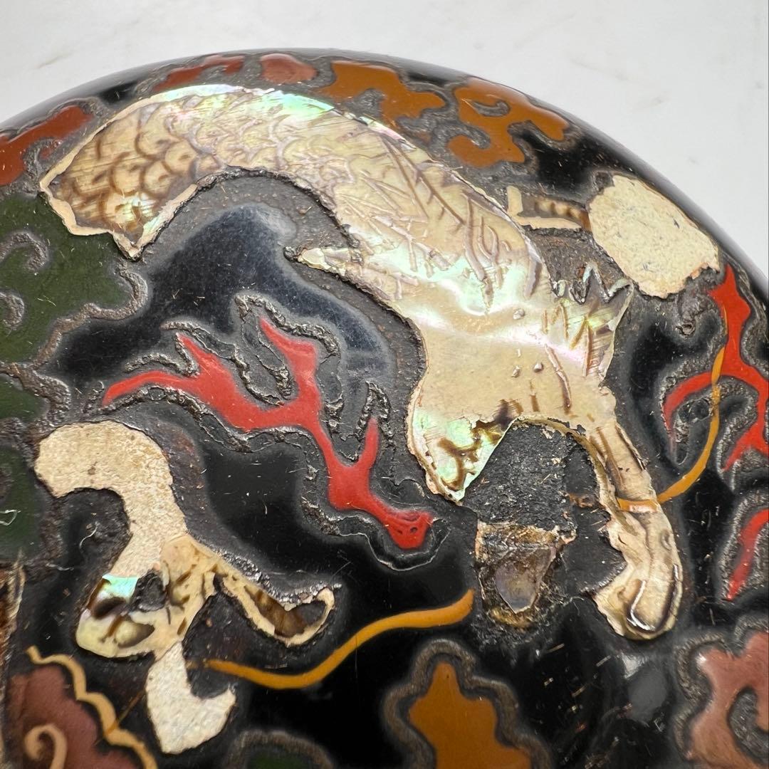 時代　青貝香合　共箱　直径約6㎝　東Y8-0106①タサオ