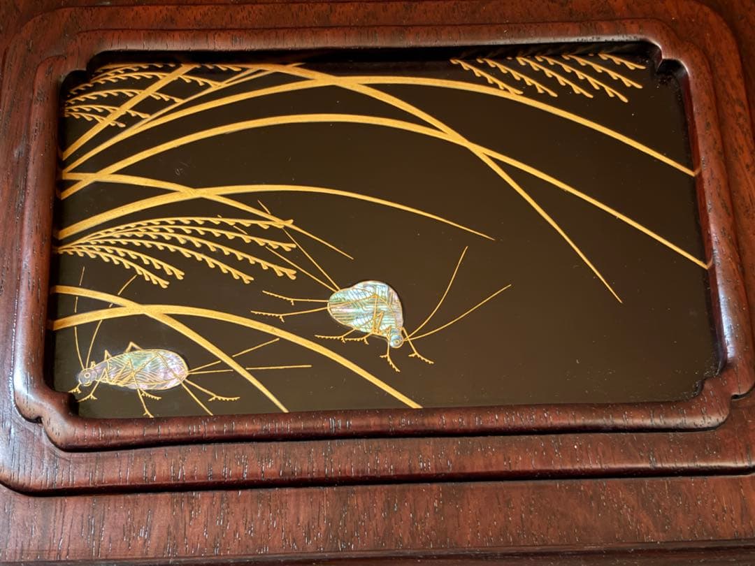 唐木　紫檀　蒔絵　飾り棚　古家具