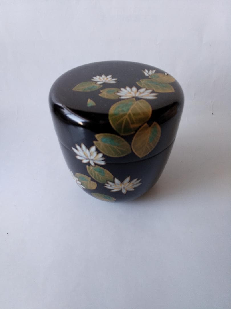 蒔絵師 佐々木麗峰 作 内朱塗 ひつじ草蒔絵 中棗 共箱 栞 漆器 茶道具 新品