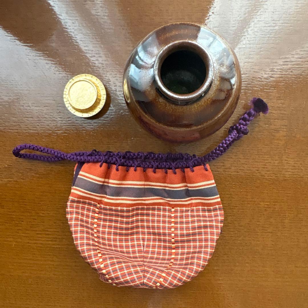 唐物名物　本能寺文琳茶入　笹田有祥作　正絹仕服　桐箱入