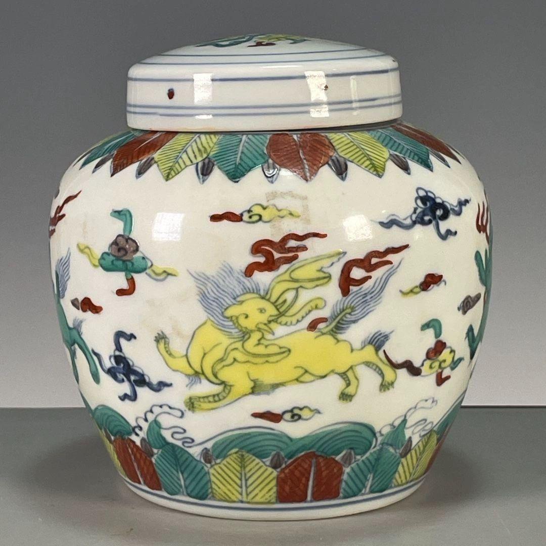 パステル海獣紋天字壺 景徳鎮 陶磁器 装飾品 現代工芸品 美術品 置物