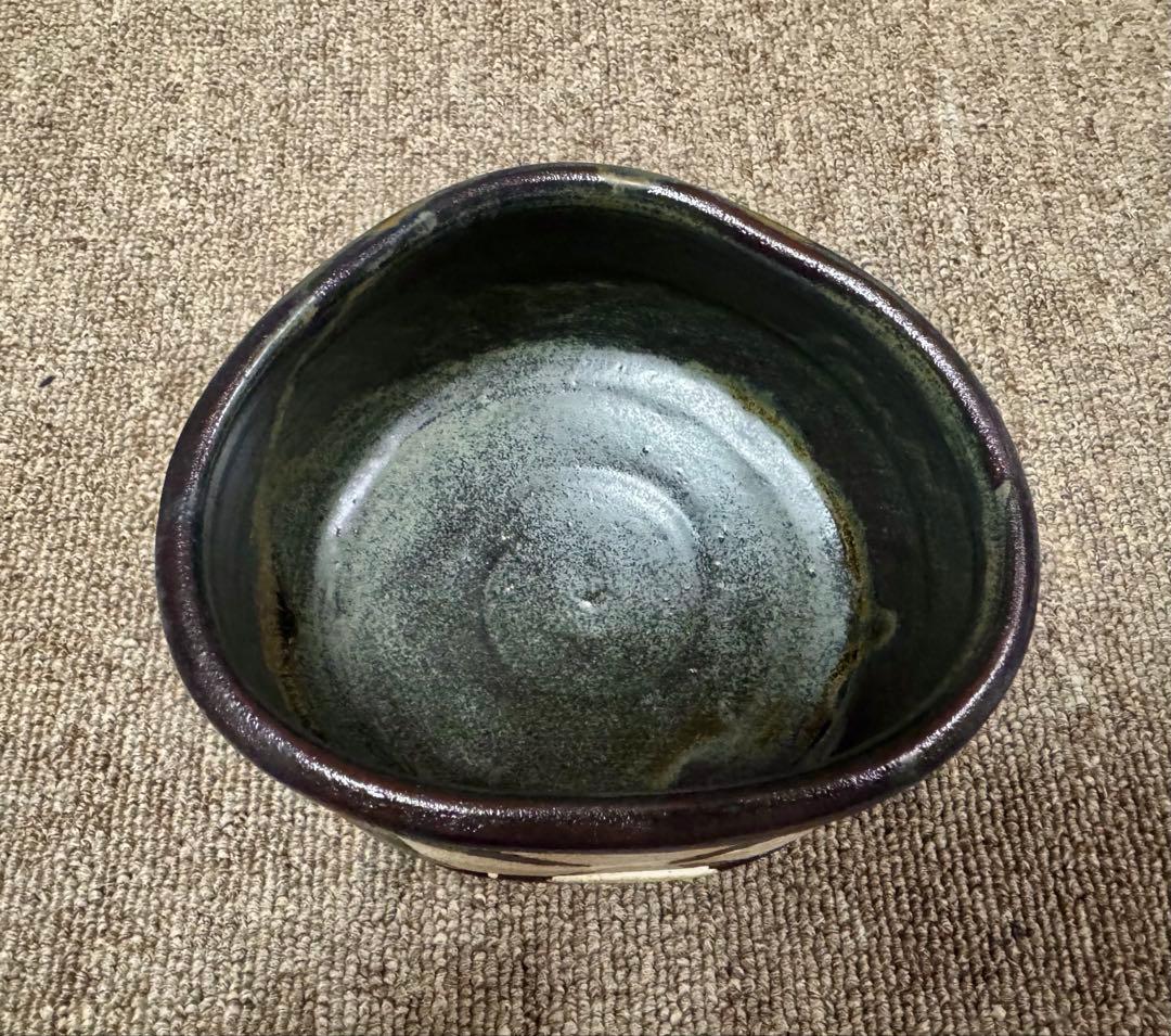 黒織部 クルス紋 茶碗 バチカン帝国の土 川本了生 造