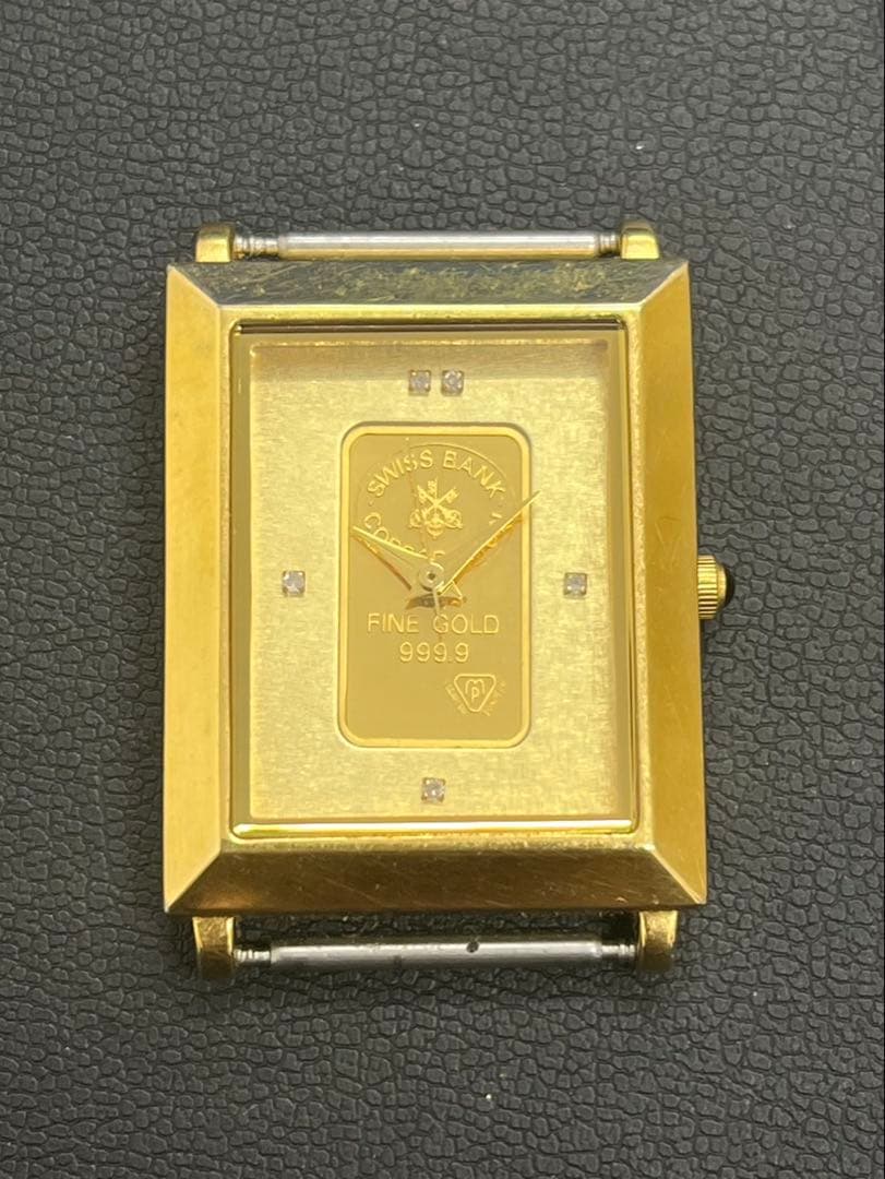 Swiss Exline 金製クォーツ腕時計