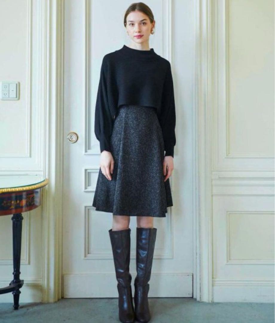 AND COUTURE 【WEB限定】横畔ニット＋ツイードミニワンピースセット