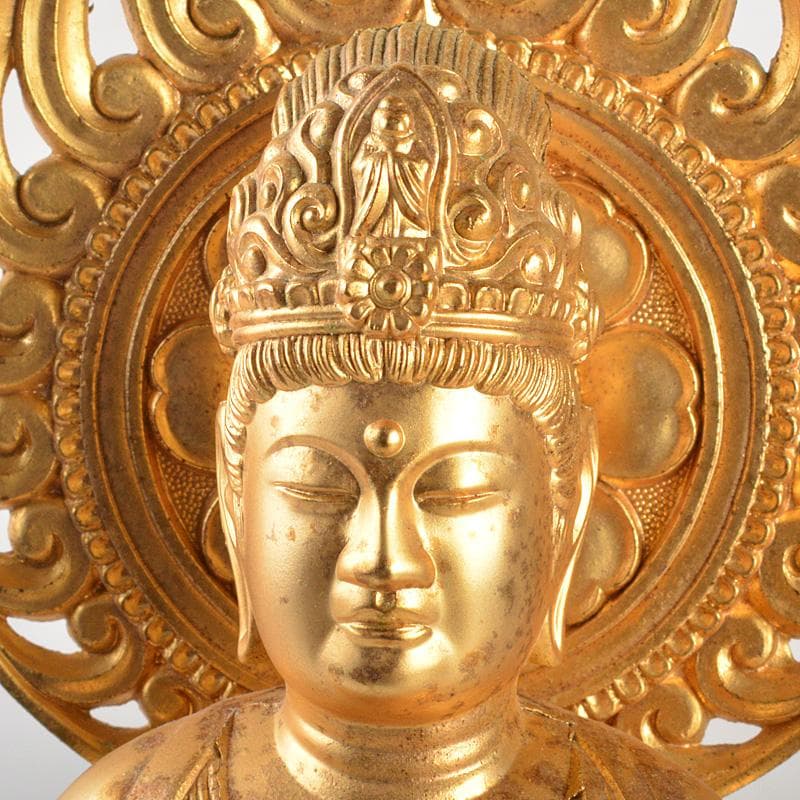 仏教美術　古銅鍍金　観音菩薩像　仏像　置物　重さ約2.8㎏　C　6584