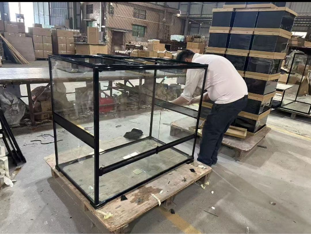 自社製組み立て式爬虫類両生類ケージガラス飼育ケージ60x30x30cm引取り可