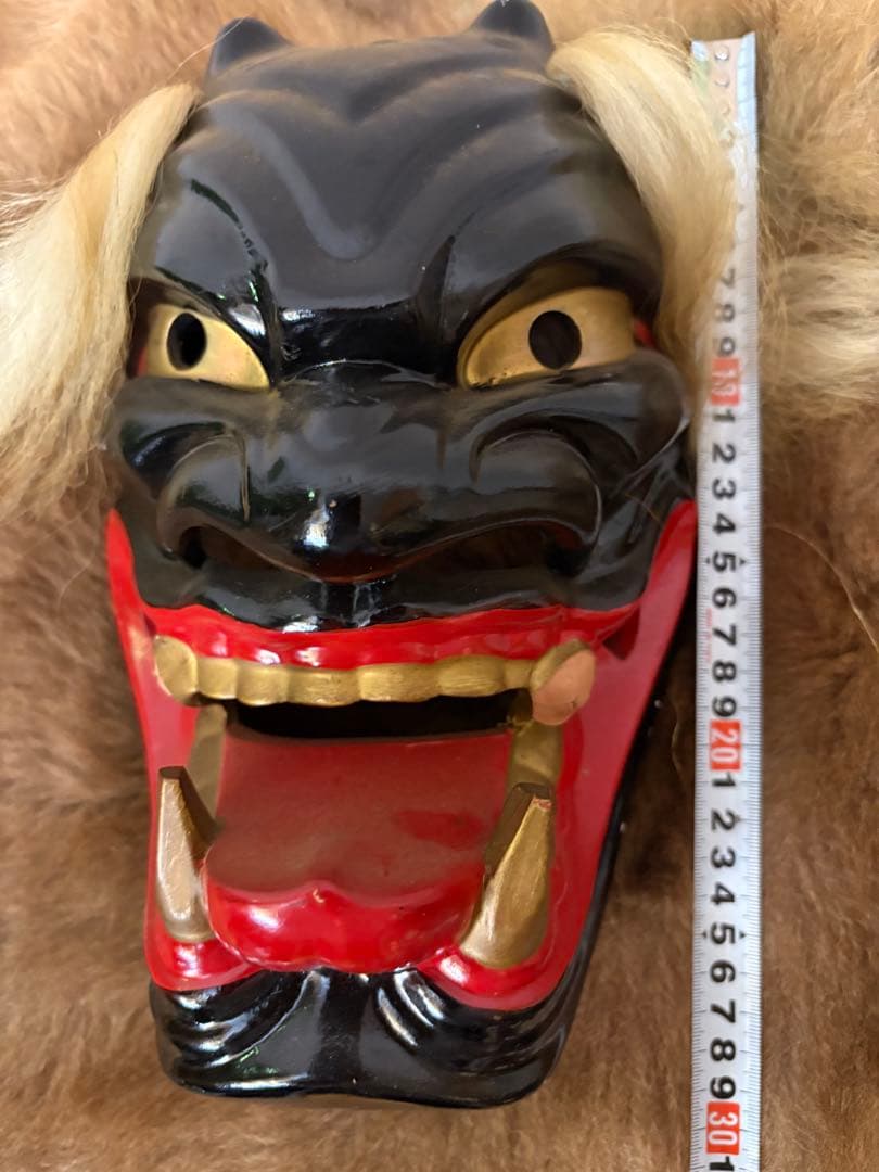 獣の顔 お面 鬼 能面　鬼面　ビンテージ　日本