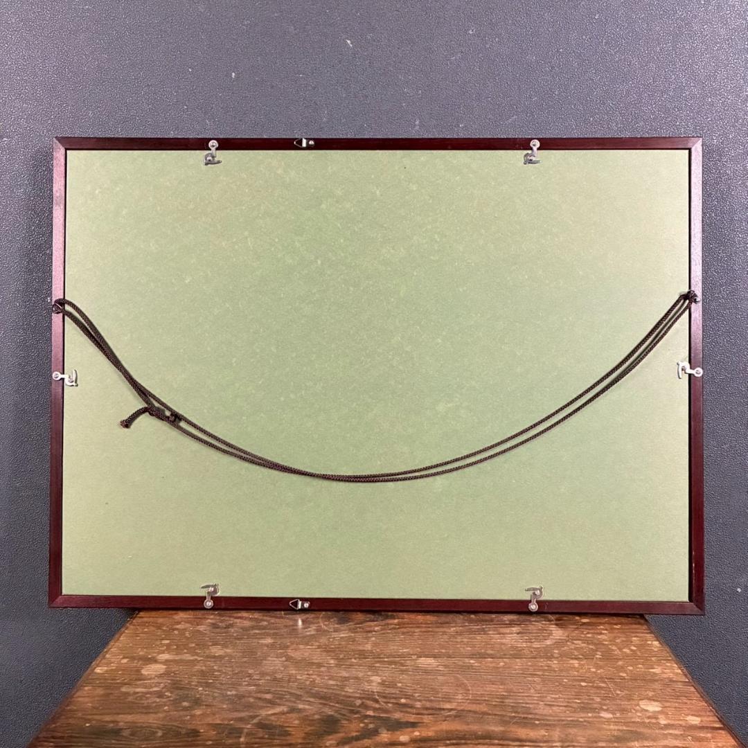 美品 歌川広重「四季の花尽 朝顔」木版画 団扇絵 浮世絵 錦絵 額縁入り