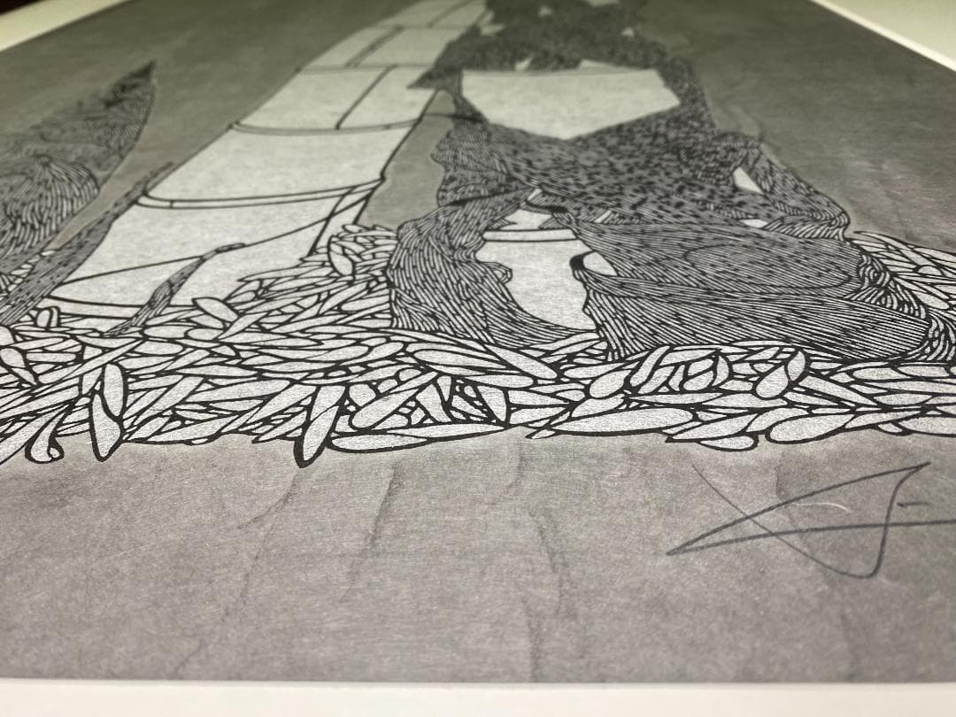 引き取り限定　田中清　版画　Bamboo