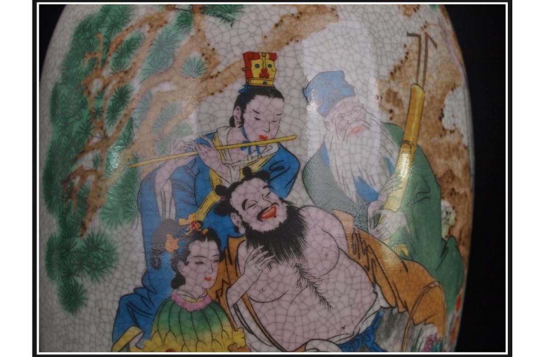 中国 清時代　在銘手描き花瓶 美術品　激安骨董品 DE1002B14-4