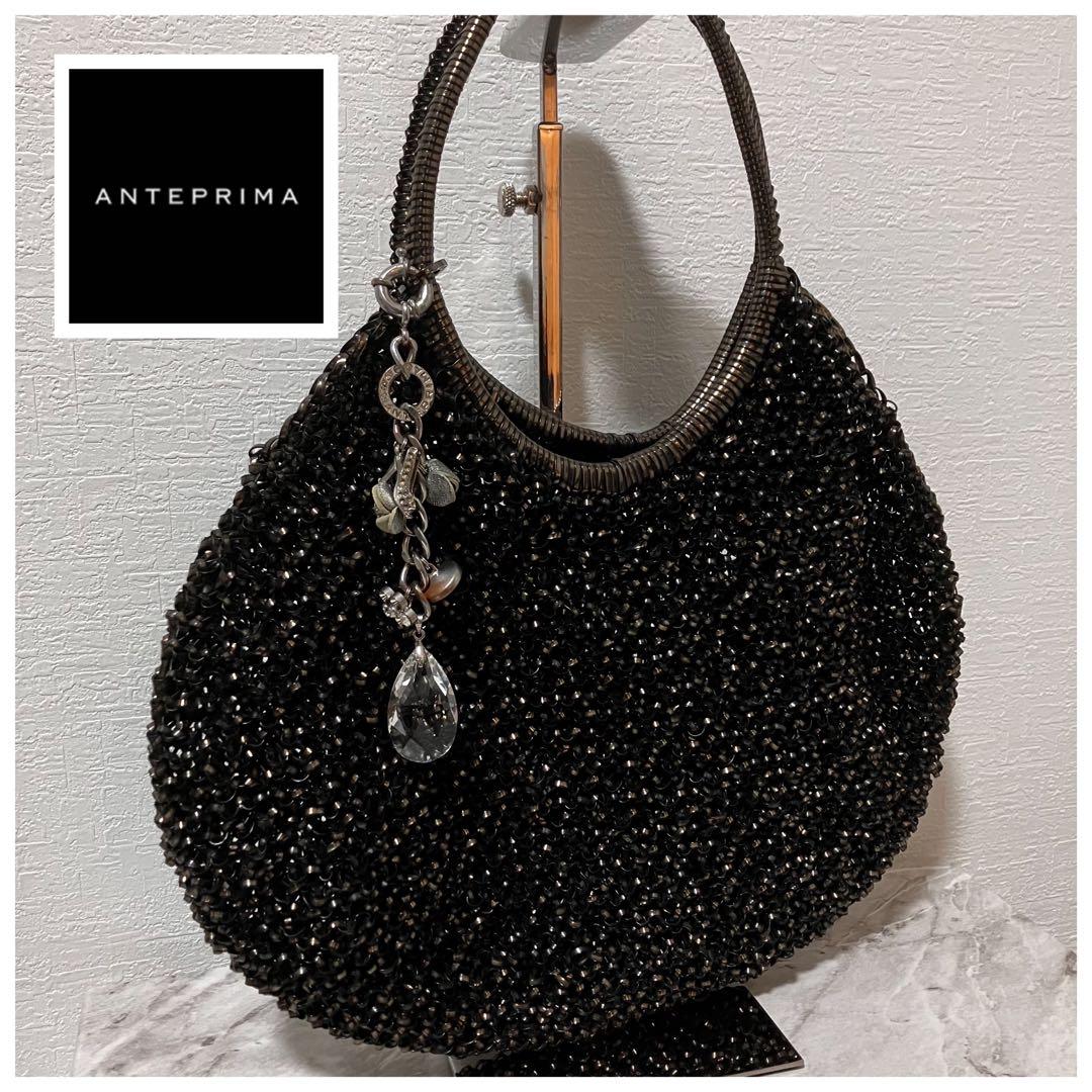 アンテプリマ ビジュー付き ワイヤーバッグ ブラック ハーフムーン