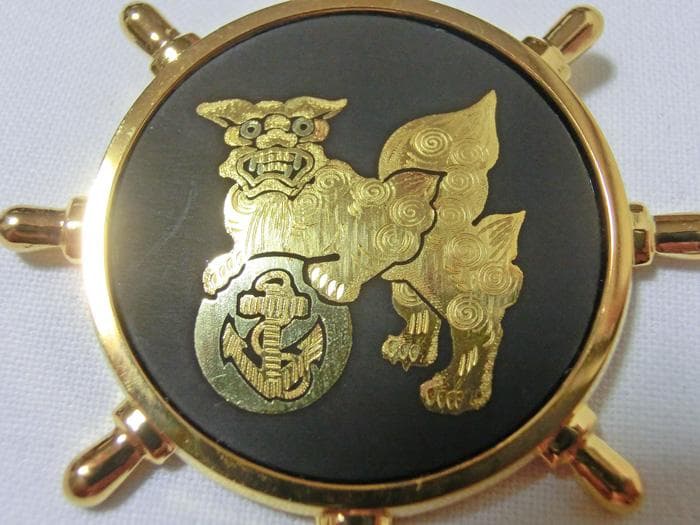 ☆海上自衛隊☆象嵌☆獅子の証し☆希少☆金彩☆ネックレス☆未使用☆共箱付き☆
