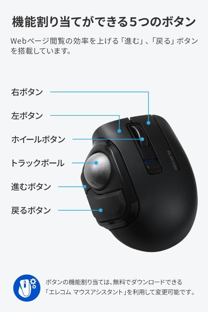 【新型】ELECOM bitra トラックボールマウス 本体