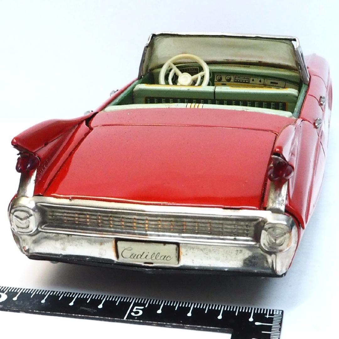 萬代屋【60 キャデラック コンバーチブル大 赤】inブリキtoy car 箱無
