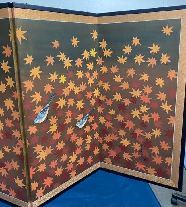屏風　小屏風　紅葉づくし　鳥　インテリア