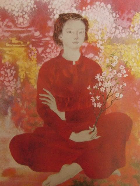 山下保子、【春の気】、希少な額装用画集より、新品額装付
