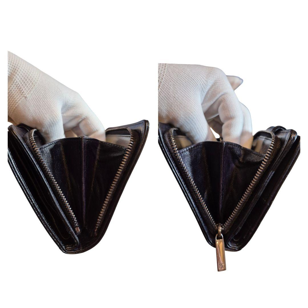 CHANEL　シャネル　ココマーク　二つ折り財布　ブラック