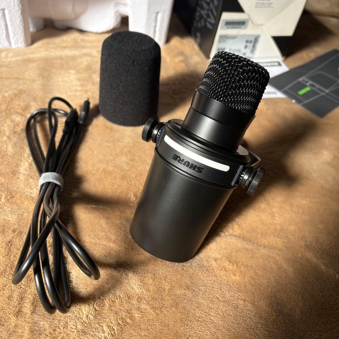 【美品】SHURE MV7+ ブラック｜オーディオテクニカデスクマイクスタンド付