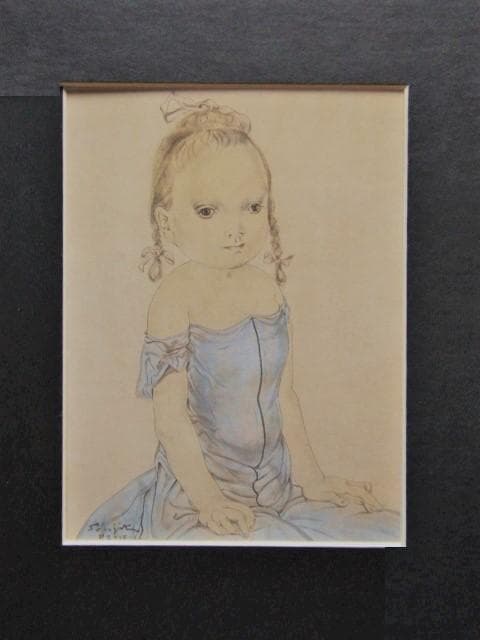 藤田嗣治【JEUNE FILLE A LA ROBE BLEUE】