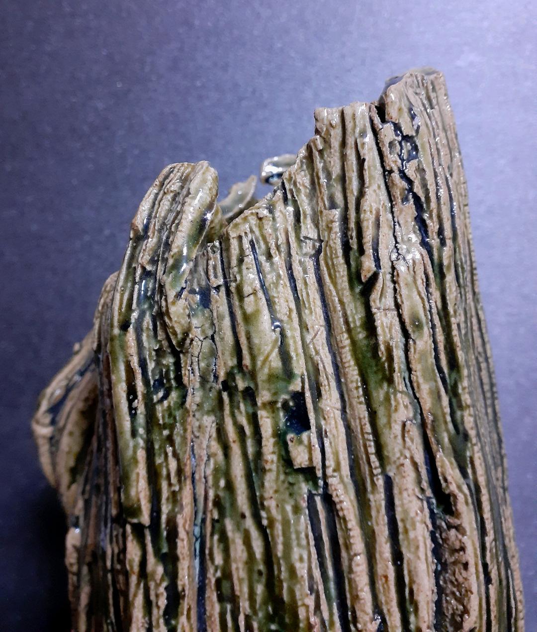 日本工芸会正会員　織部焼　【山田正和】造　木目　花生　花入れ　共箱　茶道具　茶器