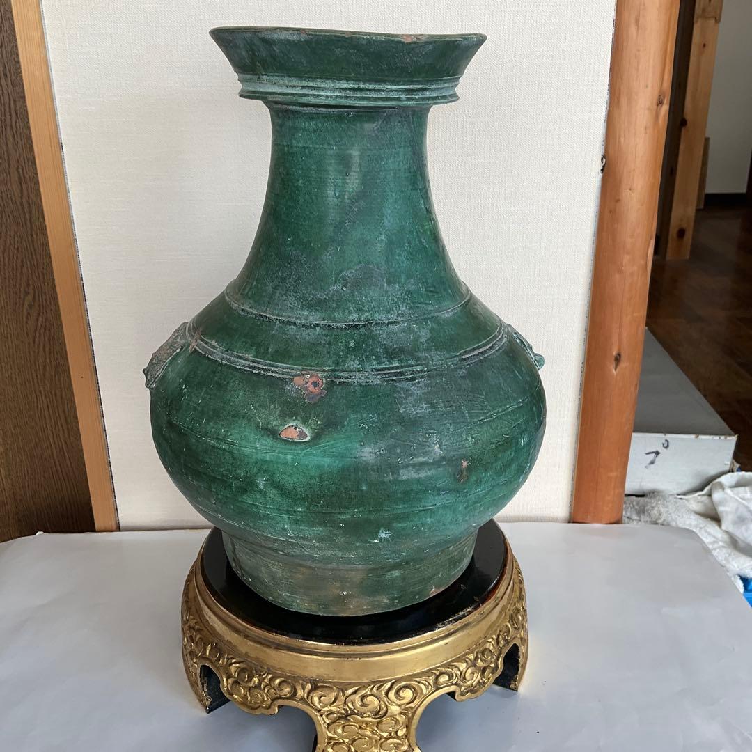 中国　漢緑釉獸面壺　後漢時代(2世紀頃)
