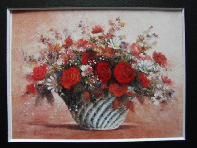 今関アキラコ【花かご】希少画集画、状態良好、新品高級額装付