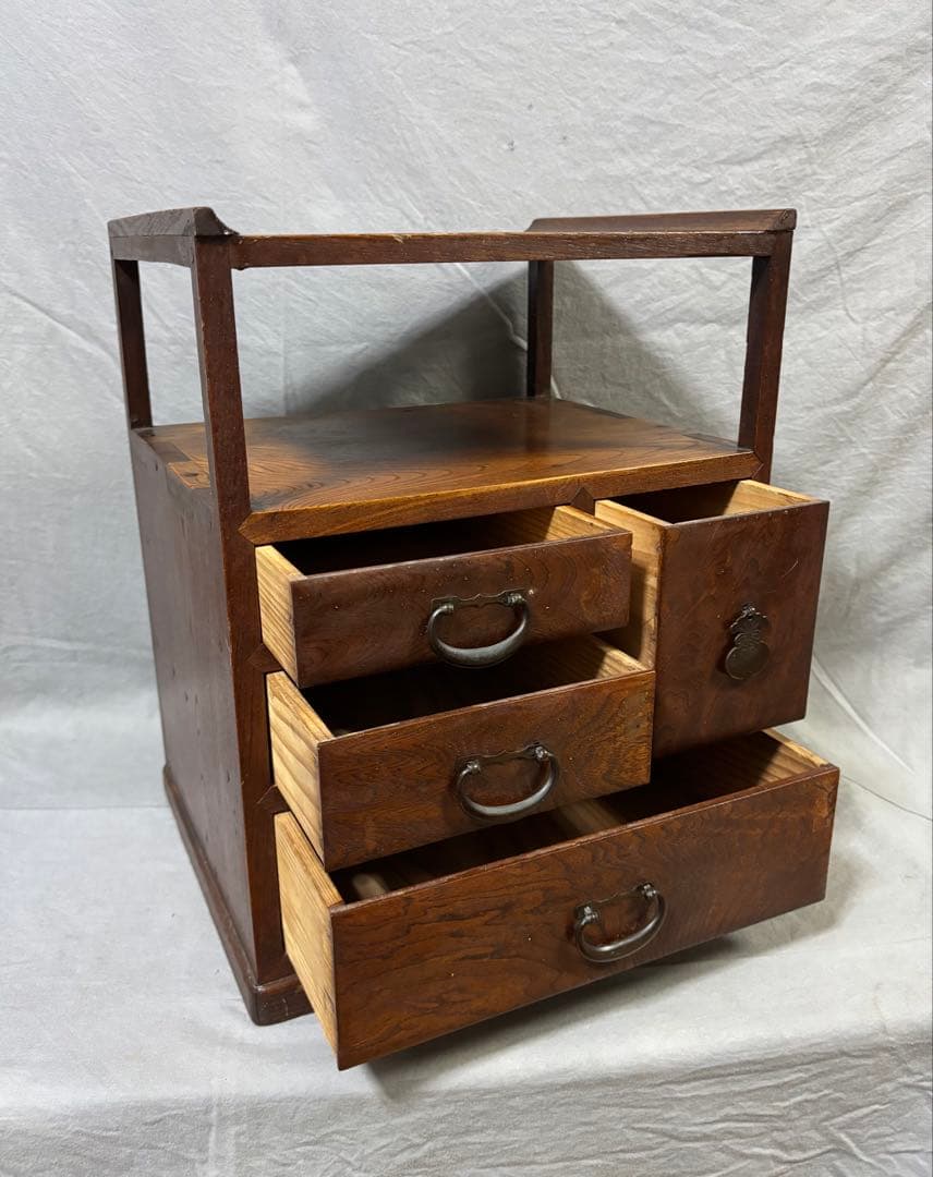 時代小箪笥 欅材 天然木 アンティーク家具 ビンテージ 木製箪笥