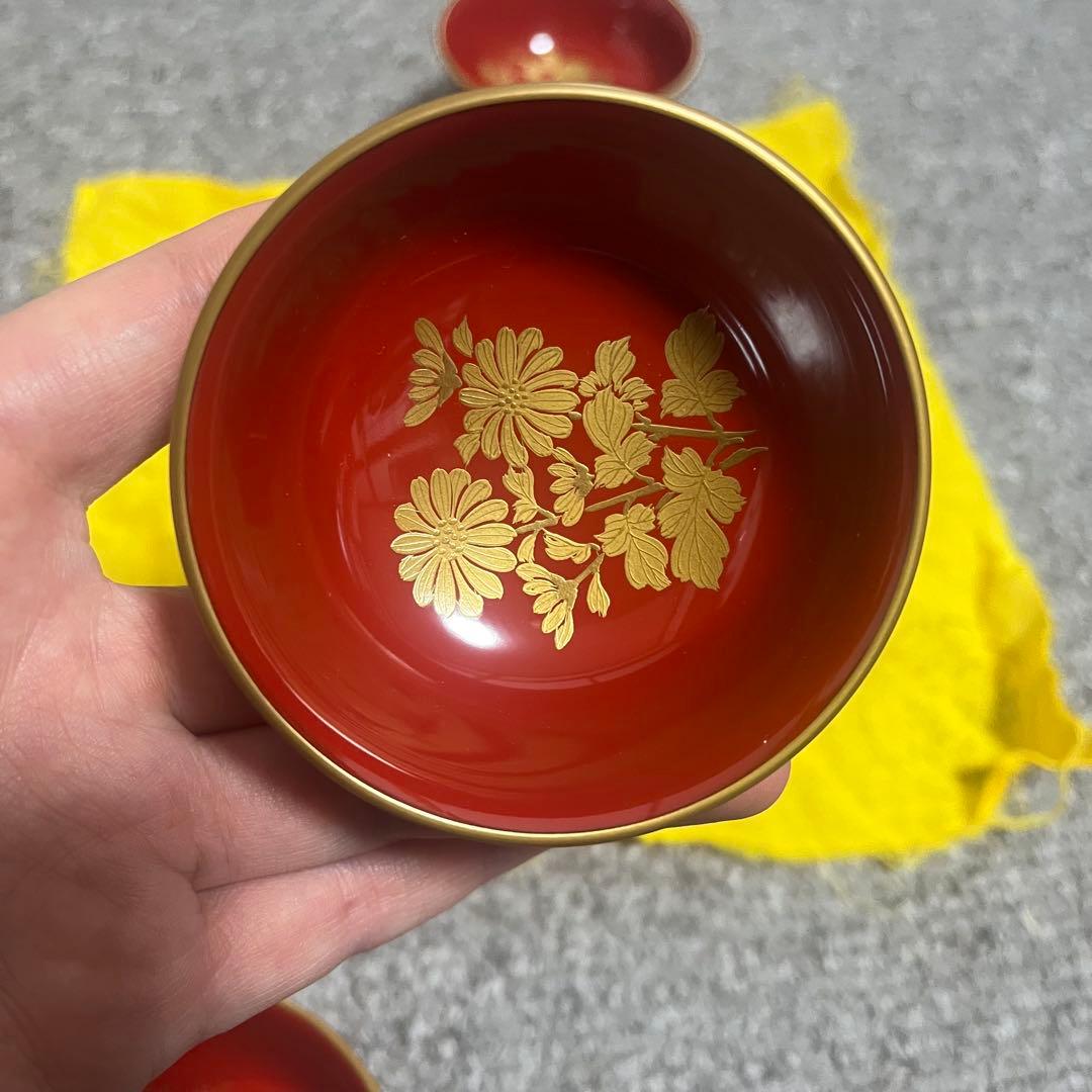 輪島塗 慶塚 酒盃 五種 松竹梅 漆塗 酒器