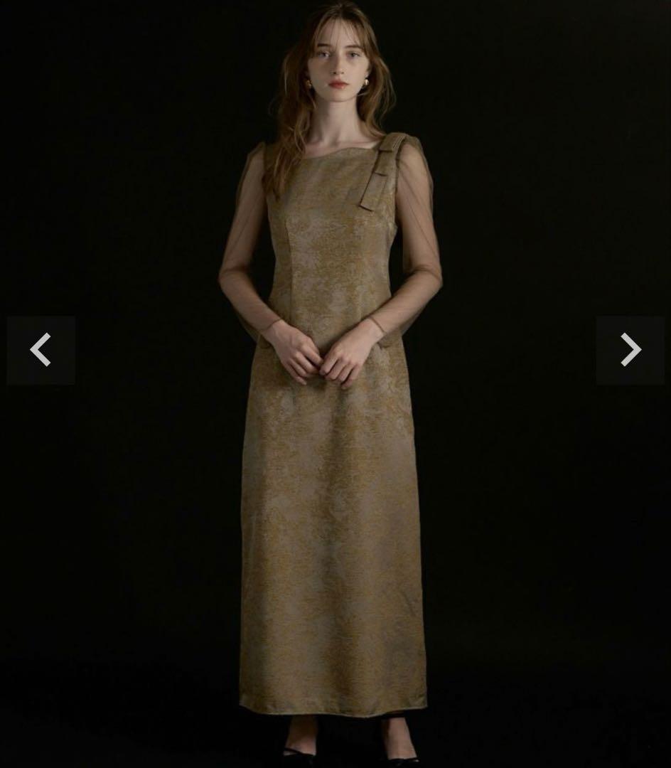 LE’RURE　Shoulder ribbon jacquard dress