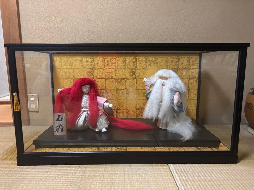 石橋の連獅子　日本人形 赤と白のセット