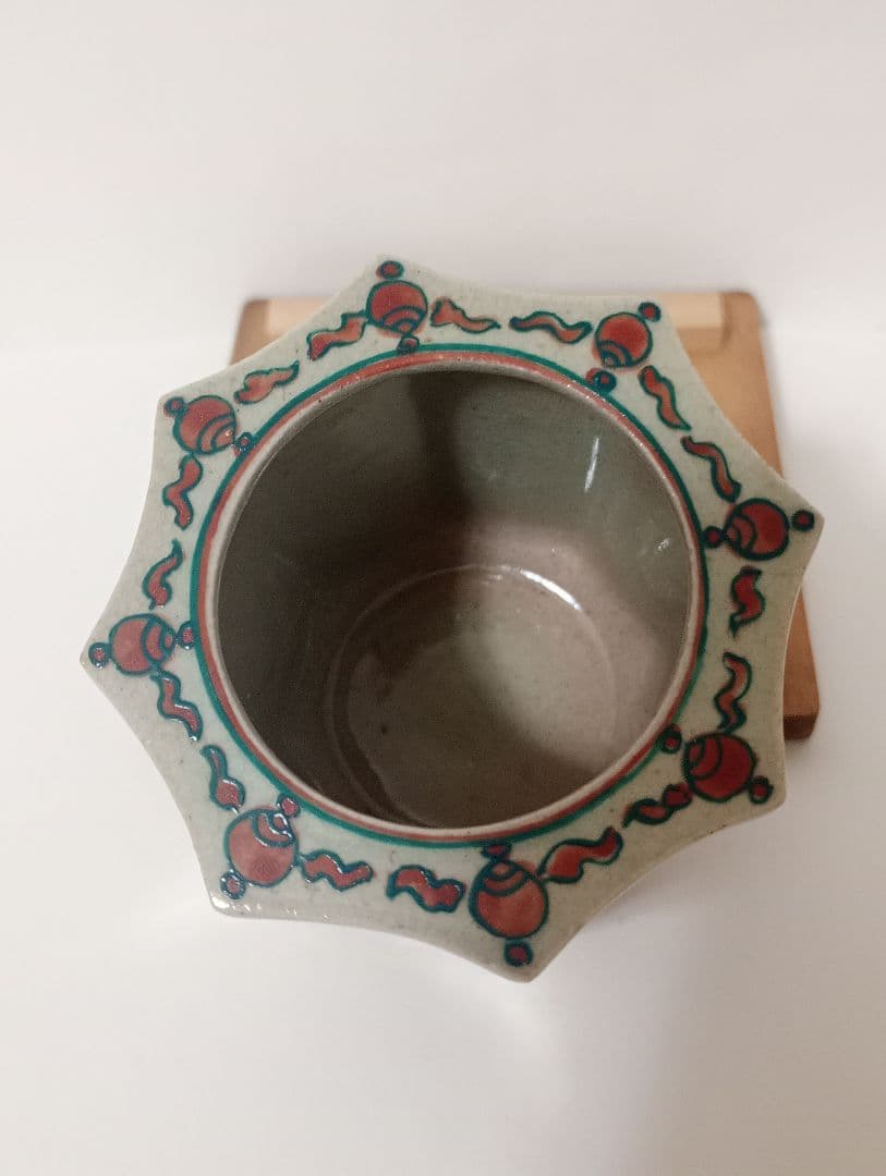 香爐　　松本為作視　花柄八角形