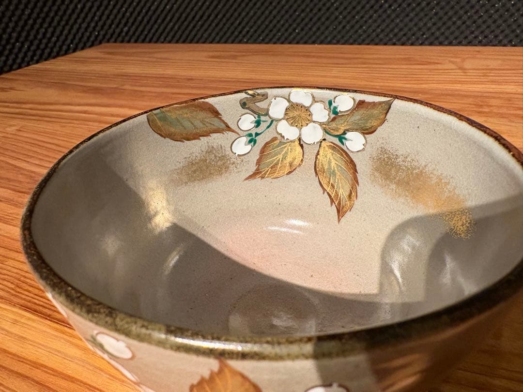 加藤松香 作　織部焼 初春之絵 三月 茶碗　新品・未使用／共箱・共布・作家栞付き