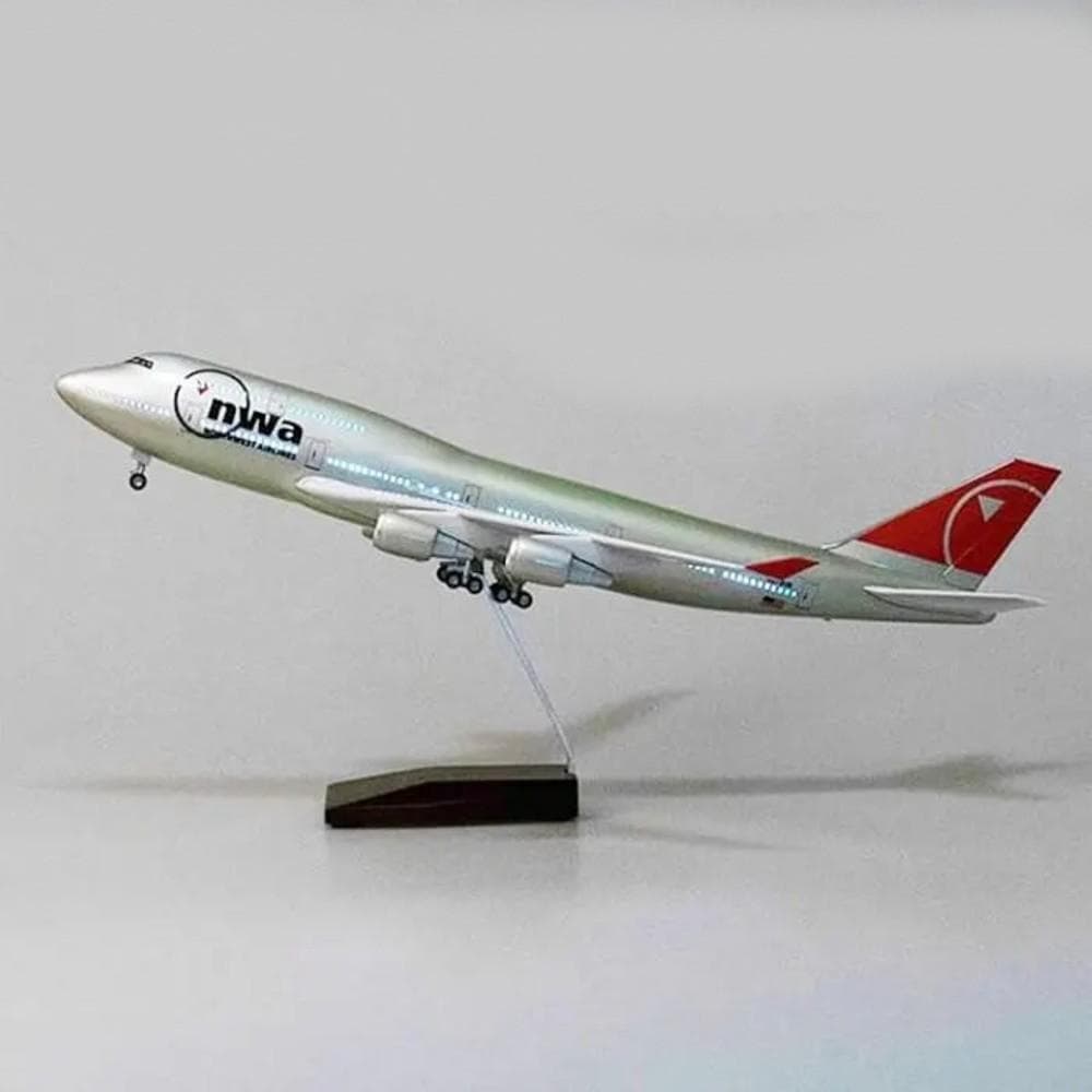 模型飛行機 ノースウエスト航空 B747 ボーイング LED ランディングギア