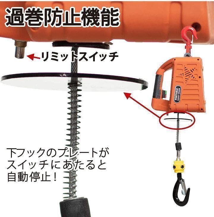 電動ウインチ 電動ホイスト1500W (100KGリフト高さ25M)1468