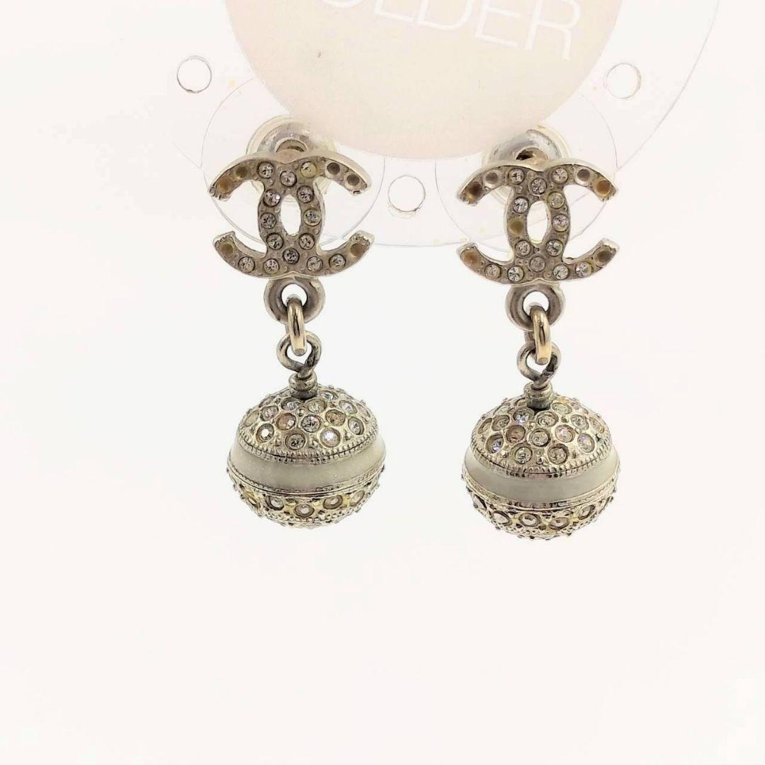 1241 CHANEL ピアス シルバー ミラーボール ストーン ココマーク