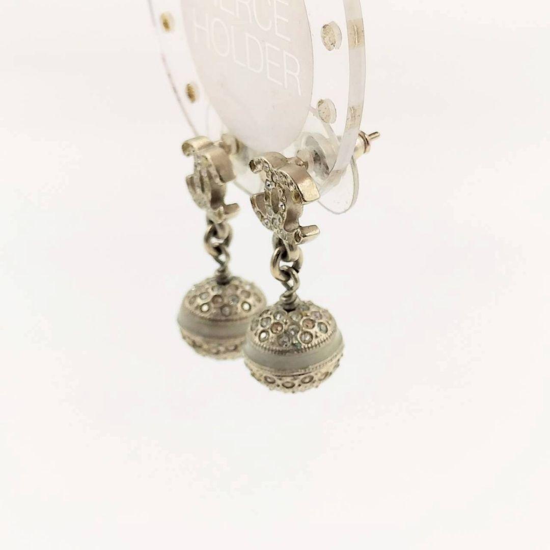 1241 CHANEL ピアス シルバー ミラーボール ストーン ココマーク