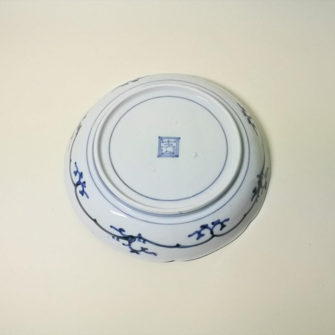 江戸中期　古伊万里　染付　吹墨　竜田川　紅葉　中皿　骨董品　アンティーク　g