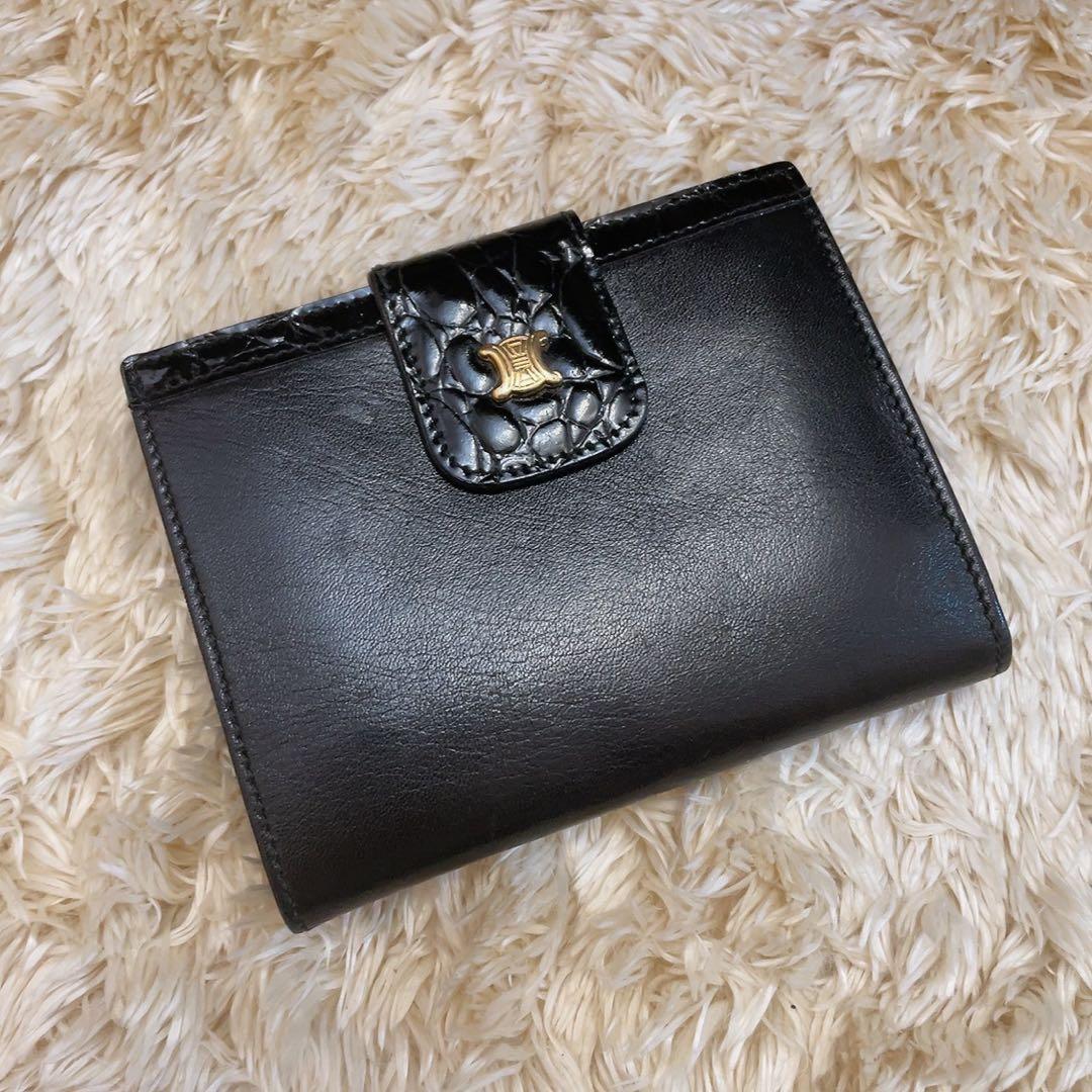 CELINE 二つ折り財布 ブラック　ヴィンテージセリーヌ