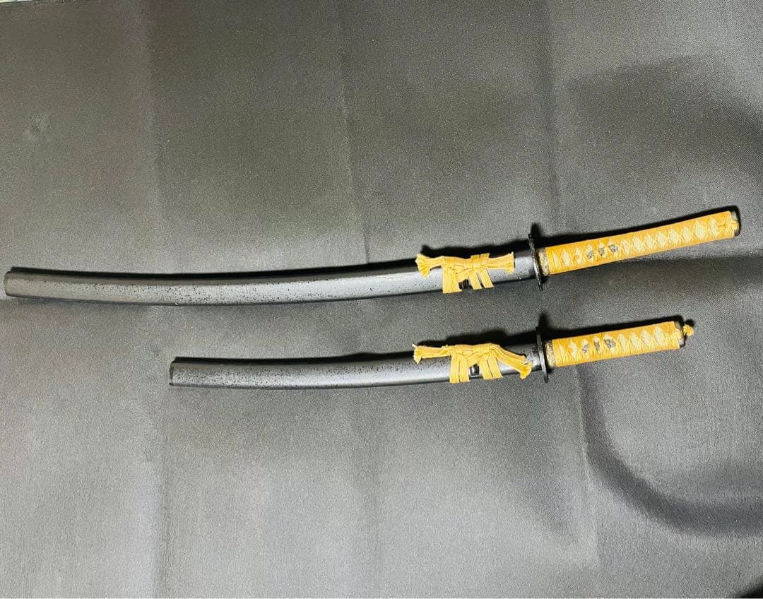 模造刀 日本刀 のたれ刃紋 武具 居合刀 2本セット 刀剣 太刀 脇差（B05）