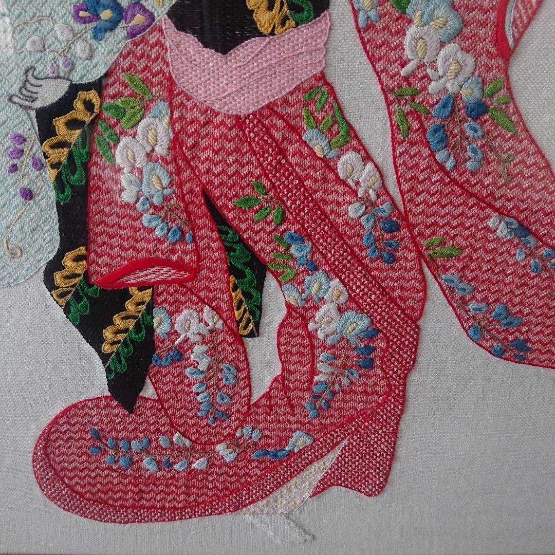 刺繍額 藤娘