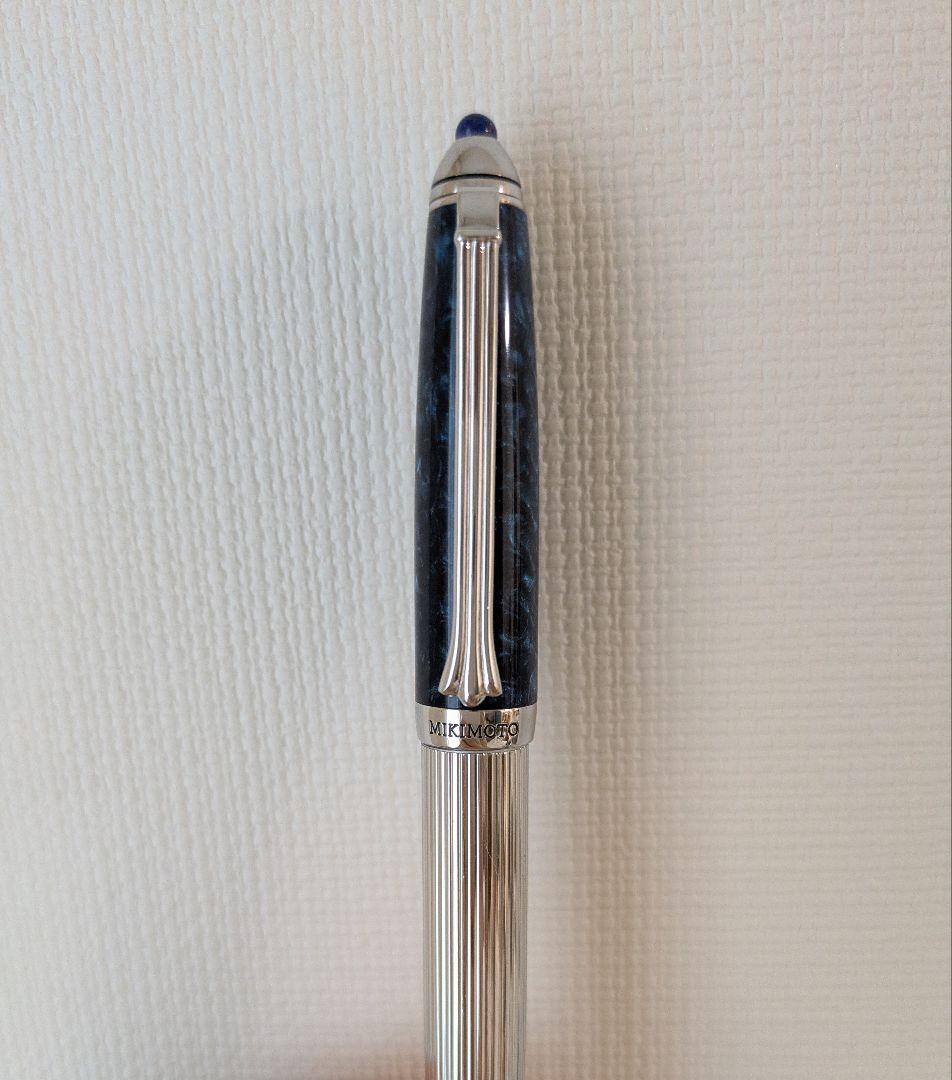 MIKIMOTO　ボールペン　ブルーマーブル　回転式