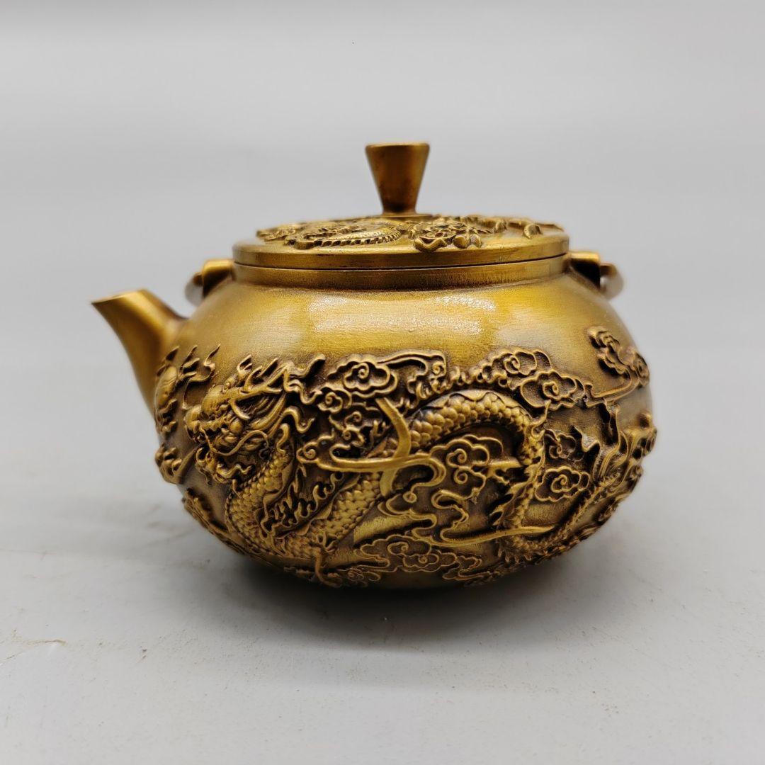 銅製 銅壺 龍鳳茶壺 徳利 手提げ壺茶道具 装飾品 工芸品 置物