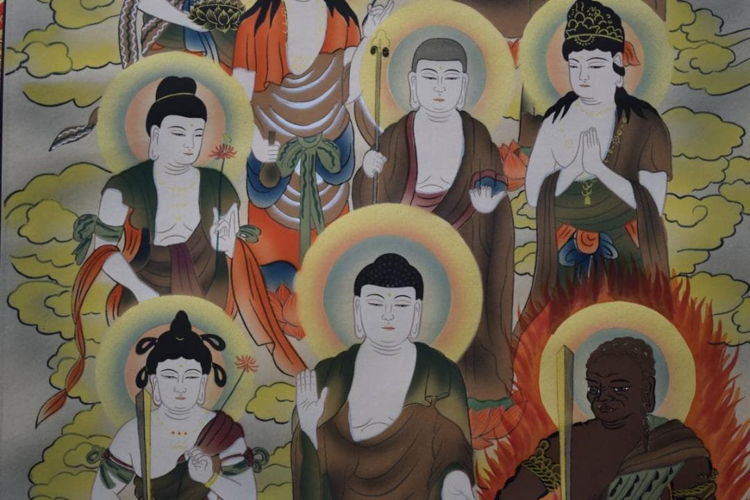 真作/川村観峰/十三佛図/桐共箱付/布袋屋掛軸HE-204